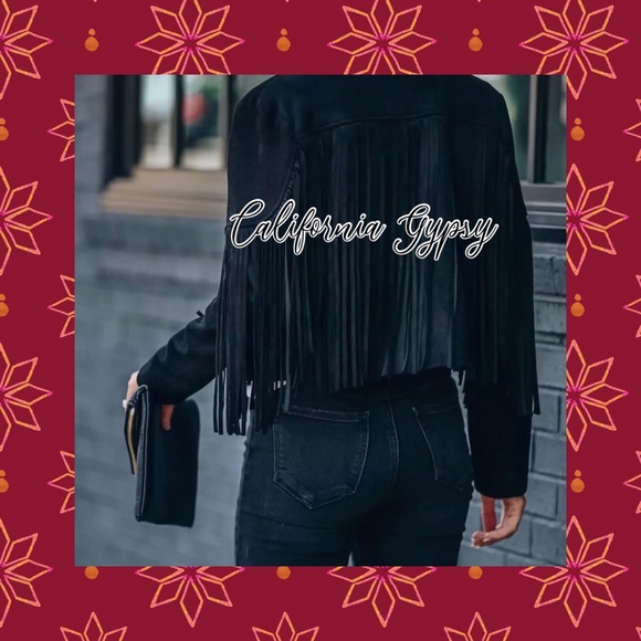 Black Fringe Suede Jacket - Picture 9 of 13